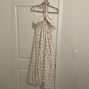 Leaf Print Halter Maxi Dress